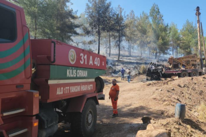 Sondaj aracında başlayan yangın ormana sıçradı