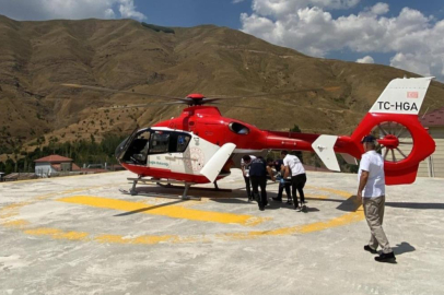 Yüksekten düşen çocuk için helikopter ambulans havalandı