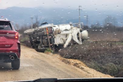 İnegöl'de korkutan kaza: Mikserin sürücüsü ölümden döndü